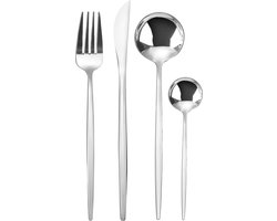 House of Husk Bestekset 24 Delig - Zilver - RVS - 6 Persoons Set - Vaatwasserbestendig - Hoogglans