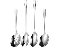 House of Husk Opscheplepel Set - Zilver - Serveerlepel - Slalepel - Groetelepel - Aardappellepel - 26cm - RVS - 4 Stuks