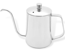 House of Husk Slow Coffee Ketel - Zilver- Pour Over Kettle - Gooseneck kettle - Heet Water Ketel - Coffeemaker - RVS - Cafetière - Pour Over - Koffie - 600 ml