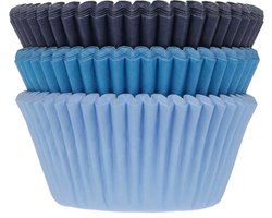 House of Marie Cupcake Vormpjes - Assorti Blauw - pk/75 - Baking Cups voor Muffins en Cupcakes
