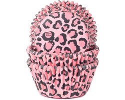 House of Marie Cupcake Vormpjes - Luipaard Roze - pk/50 - Baking Cups voor Muffins en Cupcakes