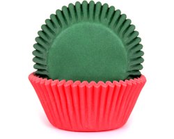 House of Marie Cupcake Vormpjes - Rood/Groen - pk/50 - Baking Cups voor Muffins en Cupcakes