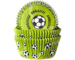 House of Marie Cupcake Vormpjes - Voetbal Groen - pk/50 - Baking Cups voor Muffins en Cupcakes