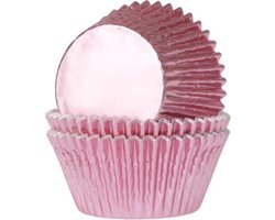 House of Marie Mini Cupcake Vormpjes - Folie Baby Roze - pk/36 - Baking Cups voor Muffins en Cupcakes