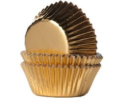 House of Marie Mini Cupcake Vormpjes - Folie Goud - pk/36 - Baking Cups voor Muffins en Cupcakes