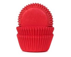 House of Marie Mini Cupcake Vormpjes - Red Velvet Rood - pk/60 - Baking Cups voor Muffins en Cupcakes