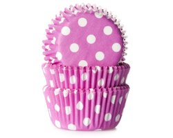 House of Marie MINI Cupcake Vormpjes Stip Roze - pk/60