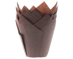 House of Marie Muffin Bakvormen - Muffin Vormpjes Papier - Tulp Bruin - pk/36