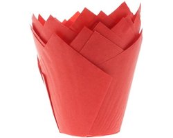 House of Marie Muffin Bakvormen - Muffin Vormpjes Papier - Tulp Rood - pk/36