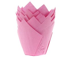 House of Marie Muffin Bakvormen - Muffin Vormpjes Papier - Tulp Roze - pk/36