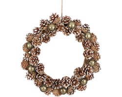 House of Season Kerstkrans Dennenappel - H12 x Ø38 cm - White Wash