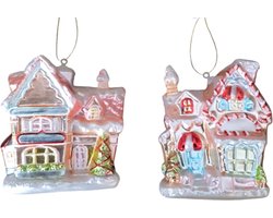 House of Seasons 2 STUKS Kersthanger Huisjes mix L10xB6xH10,5cm