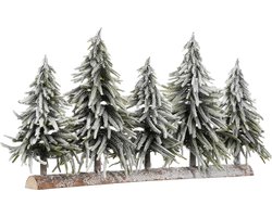 House of Seasons Decoratie Boomstam met Kunstkerstbomen - L80 x H40 cm - Groen Frosted