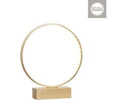 House of Seasons Decoratie Cirkel op Voet met LED - H29 x Ø25 cm - Goud