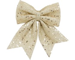 House of Seasons Decoratie strik - champagne - 20 x 24 cm - polyester