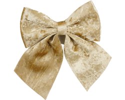 House of Seasons Decoratie strik ornament - champagne - 20 x 24 cm - polyester fluweel