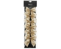 House of Seasons Decoratie strikken - 6x st - champagne - 10 x 12 cm - bruiloft/feestartikelen - versiering