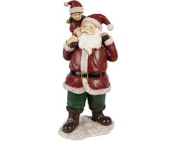 House of Seasons Decoratieve beeld Kerstman met kind L11xB3xH23cm