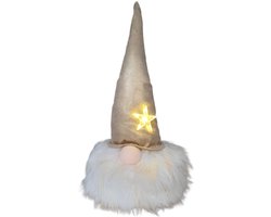 House of Seasons Decoratieve pop kabouter champagne kleur ,Ster met verlichting(werkt op batterijen),H58 x D23cm