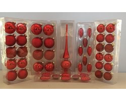 house of seasons glas kerst ornament rood set van 46