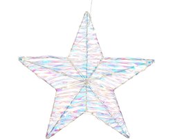 House of Seasons Hangende Decoratie Ster met LED Verlichting - L40 x B9 x H40 cm - Iriserend