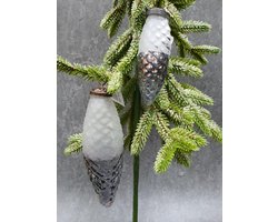 House of seasons hangende dennenappels glas grijs set van 6