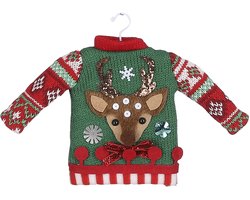 House of Seasons Kerst Ornament Sweater - L21 x B3 x H15 cm - Groen
