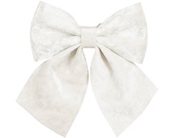 House of Seasons Kerst strik ornament - wit - 20 x 24 cm - polyester fluweel - kerststrik