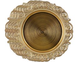 House of Seasons Kerstdiner/diner onderborden - 4x - goud - D32,5 cm - gerecycled plastic