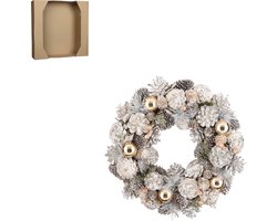 House of Seasons Kerstkrans Dennenappel - H9 x Ø34 cm - Goud