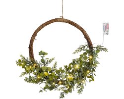 House of Seasons Kerstkrans met LED Verlichting - Ø45 cm - Groen