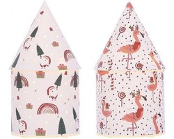House Of Seasons Kerstlantaarn 11 X 21 Cm Papier Wit 2 Stuks