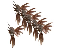 House of Seasons Kolibries vogels op clip - 6x st - bruin - 12 x 13 x 7,5 cm