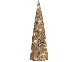 House of Seasons LED kegel kerstboom lamp - champagne - 15 leds - H40 cm -kerstverlichting