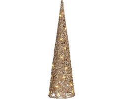 House of Seasons LED kegel kerstboom lamp - champagne - 30 leds - H60 cm -kerstverlichting