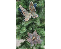 House of Seasons Set van 5 ,Decoratieve clip bloem,vlinder groen bruin