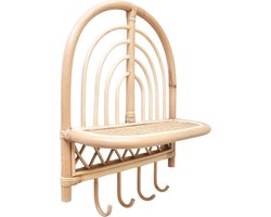 House of Tods - Rotan - Muurdecoratie - Wanddecoratie - Wandplank - Muurplank - Muurplankje - Kapstok - Met Haakjes - Webbing - Kinderkamer - Babykamer - Decoratie