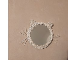 House of Tods Rotan Spiegel Dier Poes - Handgemaakt - Muurdecoratie - Wanddecoratie - Kinderkamer - Babykamer - Dieren - Cadeau