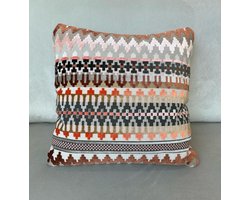 House of VIP - Sierkussen Happy - 45x45cm - Happy multicolor - oranje/roze - Inclusief binnenkussen