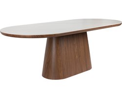 Housecraft Living Almira Eettafel Ovaal 200 cm Hout/ Marmerlook Walnootkleur - Bruin