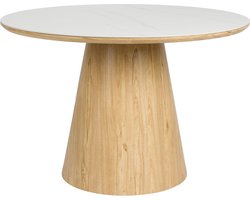 Housecraft Living Almira Eettafel Rond 115 cm Hout/ Marmerlook Naturel