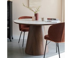 Housecraft Living Almira Eettafel Rond 115 cm Hout Wit/ Bruin donker