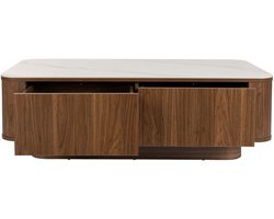 Housecraft Living Almira Salontafel 120x60 cm Hout/ Marmerlook Walnootkleur - Bruin