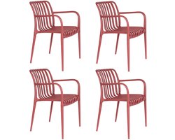 Housecraft Living Amae Tuinstoel Armleuning Kunststof Rood - Set van 4