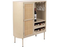 Housecraft Living Amaya Wijnkast/ Drankkast/ Barkast Laag Rotan - Beige}