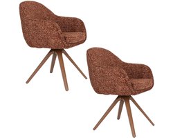 Housecraft Living Batoul Eetkamerstoelen Armleuning Terra/ Rood - Set van 2