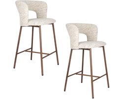 Housecraft Living Chelsea Barkrukken rugleuning 67 cm Beige - Set van 2