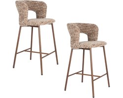 Housecraft Living Chelsea Barkrukken rugleuning 67 cm Bruin - Set van 2