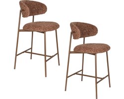 Housecraft Living Claes Barkrukken rugleuning 65 cm Terra - Set van 2