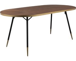 Housecraft Living Denise Eettafel Hout Ovaal 180x90 cm Bruin/ Goud
